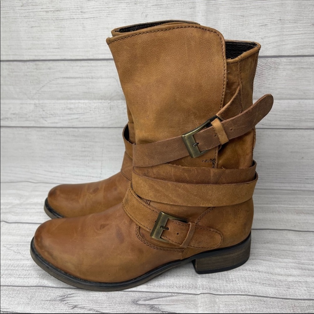 Steve Madden Women’s 9.5 Brewzzer Moto Brown Leather Boots